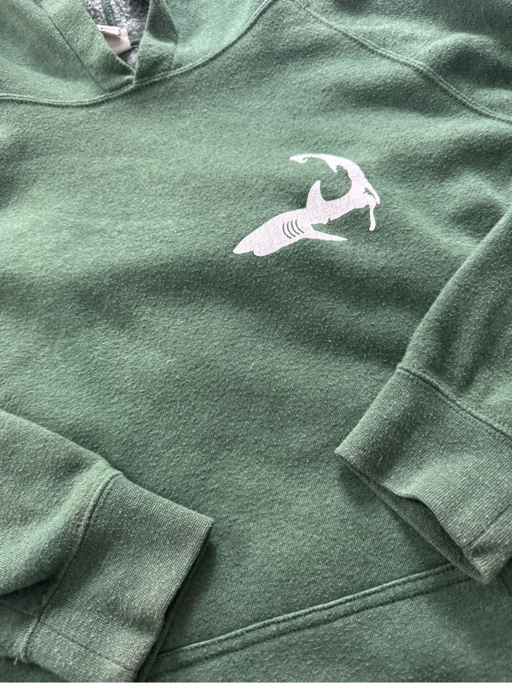 Cape Shark Green Hooded Sweatshirt with signature Shark Graphic - Picture 2 of 6